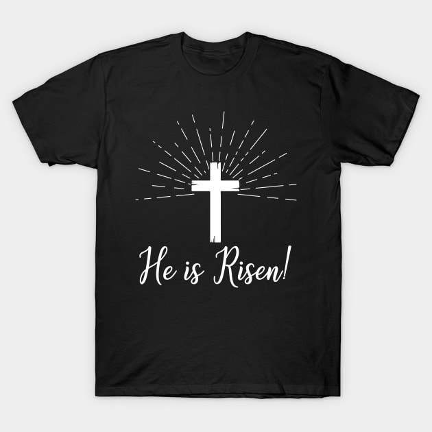 He is Risen Shirt Resurrection Christian Easter T-Shirt by Hannah's Bear Tees